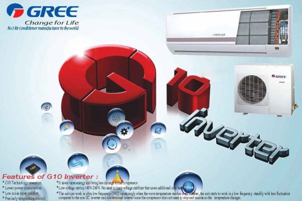 Điều Hòa Treo Tường GREE Khung Tranh Inverter 2 Chiều 12000 BTU KFR35G (Hoa Hồng) G10 Inverter