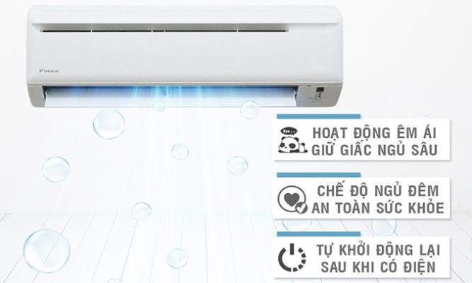 Điều Hòa Treo Tường Daikin 1 Chiều 9500 BTU (FTV25BXV1V9/RV25BXV1V9) hoạt động êm ái