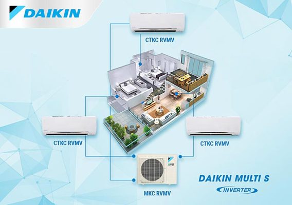 Hệ thống điều hòa Daikin Multi-S Inverter - 1 dàn nóng 2 dàn lạnh (1.0 + 1.0 HP) MKC50RVMV/CTKC25RVMV+CTKC25RVMV