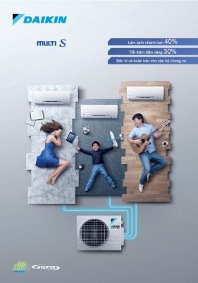 Hệ thống điều hòa Daikin Multi-S Inverter - 1 dàn nóng 2 dàn lạnh (1.0 + 1.0 HP) MKC50RVMV/CTKC25RVMV+CTKC25RVMV