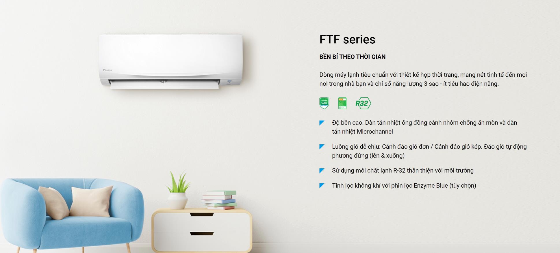 Điều Hòa Treo Tường Daikin 1 Chiều 9.000 BTU (FTF25XAV1V/RF25XAV1V)